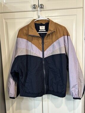 Urban Outfitters Chevron Brown, Navy, Lilac and grey Shell Jacket Size M